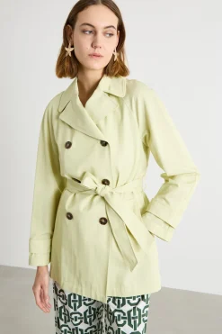 Trench corto in gabardina antigoccia - Giallo