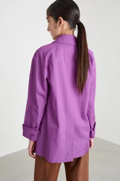 Trench corto in gabardina antigoccia - Viola