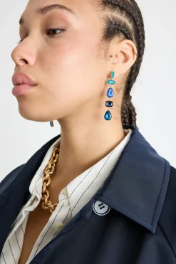 Trench corto in gabardina - Blu