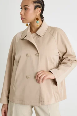 Trench corto in gabardina - Cammello