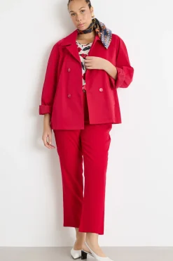 Trench corto in gabardina - Rosso