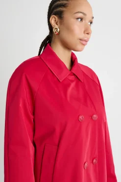 Trench corto in gabardina - Rosso