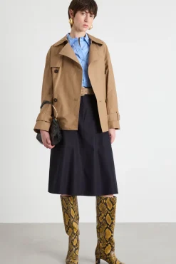 Trench corto in twill antigoccia - Cammello
