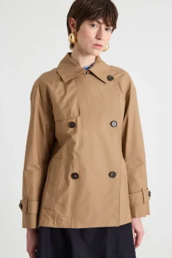 Trench corto in twill antigoccia - Cammello