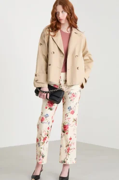 Trench crop doppiopetto - Beige