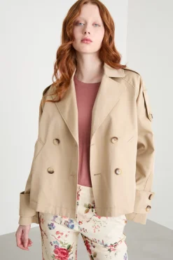 Trench crop doppiopetto - Beige