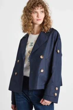 Trench crop doppiopetto - Blu Notte