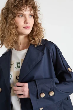 Trench crop doppiopetto - Blu Notte