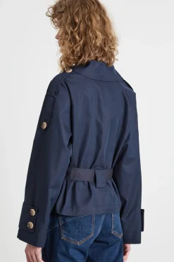 Trench crop doppiopetto - Blu Notte
