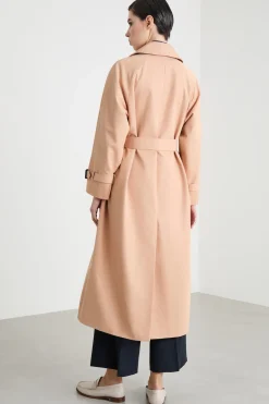 Trench doppiopetto con cintura - Beige