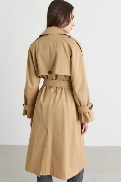 Trench doppiopetto con cintura - Cammello