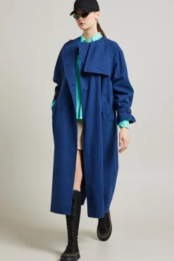 Trench doppiopetto in canvas - Blu