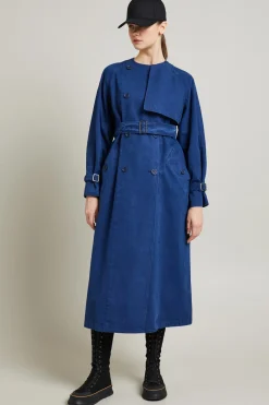Trench doppiopetto in canvas - Blu