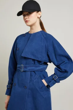 Trench doppiopetto in canvas - Blu