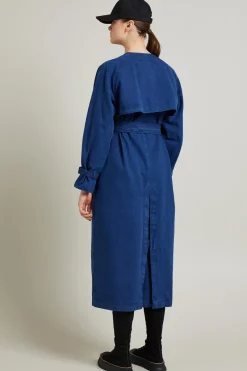 Trench doppiopetto in canvas - Blu