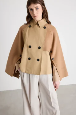 Trench doppiopetto in gabardina antigoccia - Cammello