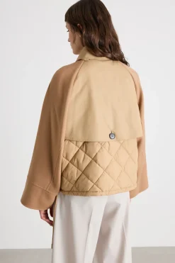 Trench doppiopetto in gabardina antigoccia - Cammello