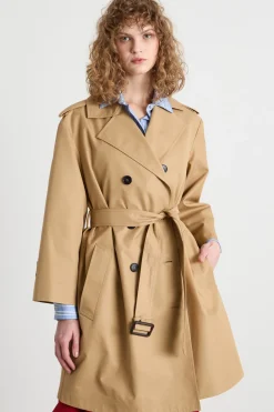 Trench doppiopetto in gabardina antigoccia - Cammello