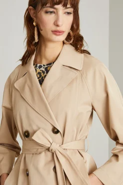Trench doppiopetto in gabardina - Beige