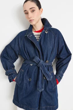 Trench doppiopetto in jeans - Blu