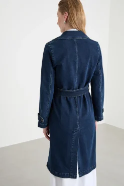 Trench doppiopetto in jeans - Blu