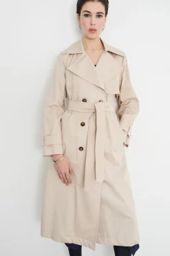 Trench doppiopetto in raso - Beige