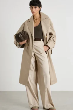 Trench doppiopetto in twill antigoccia - Beige