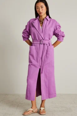 Trench in bull con cintura - Viola