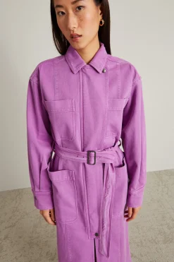 Trench in bull con cintura - Viola