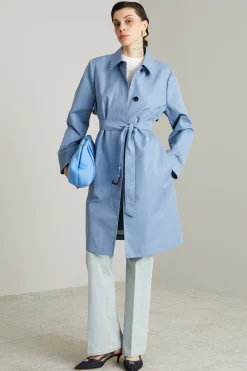 Trench in gabardina antigoccia - Azzurro Polvere