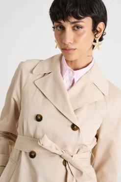 Trench in gabardina antigoccia - Beige
