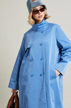 Trench in gabardina - Azzurro