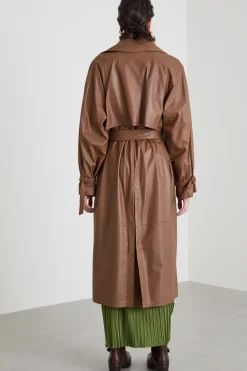Trench in nappa con cintura - Cuoio