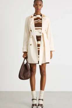 Trench in raso stretch - Avorio
