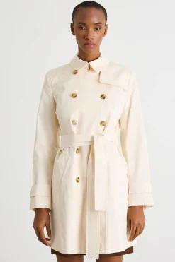 Trench in raso stretch - Avorio