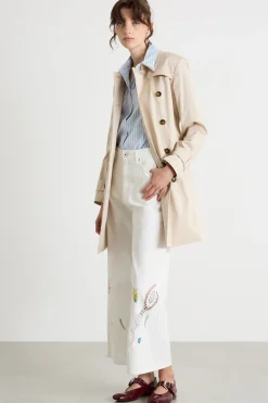 Trench in raso stretch - Beige