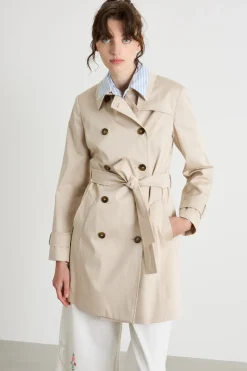 Trench in raso stretch - Beige