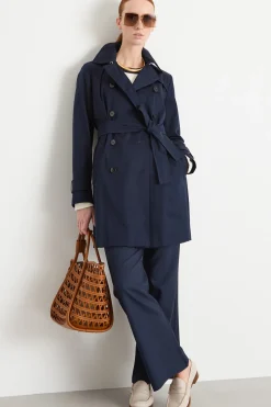 Trench in raso stretch - Blu