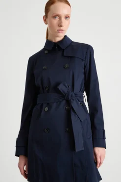 Trench in raso stretch - Blu