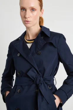 Trench in raso stretch - Blu