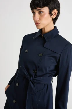 Trench in raso stretch - Blu