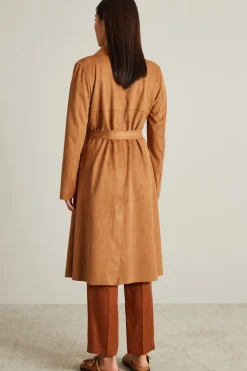 Trench lungo in jersey - Marrone