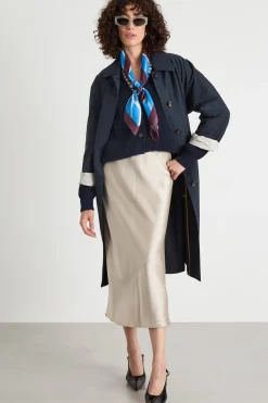 Trench monopetto in twill antigoccia - Blu