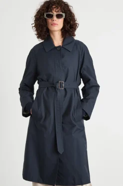 Trench monopetto in twill antigoccia - Blu