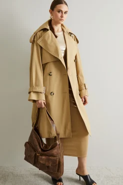 Trench over con cintura - Sabbia