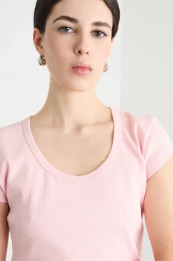 T-shirt a costine - Rosa