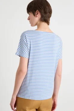 T-shirt aderente - Azzurro Bianco