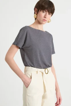 T-shirt aderente - Blu Bianco