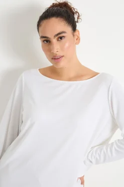 T-shirt ampia con maniche lunghe - Bianco