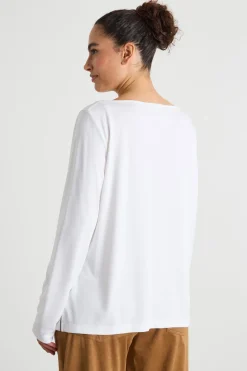 T-shirt ampia con maniche lunghe - Bianco